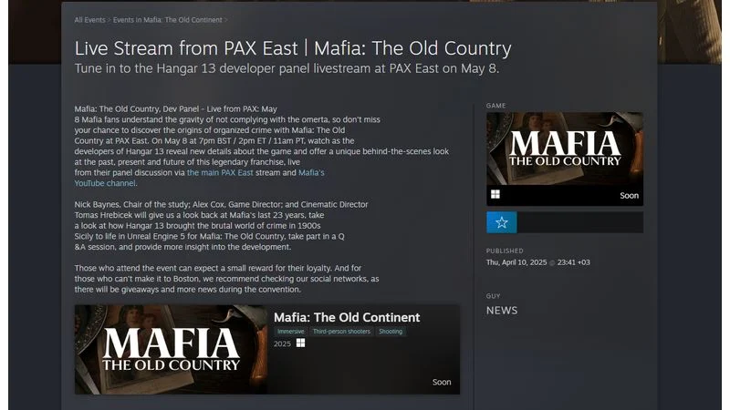 Mafia: The Old Country Release Date Announced 1 Mafia: The Old Country Release Date Announced