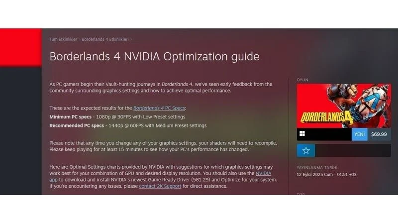 Borderlands 4 PC NVIDIA Optimization Guide Released 1 Borderlands 4 PC NVIDIA Optimization Guide Released