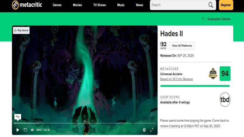 Hades 2 Rocks the Gaming World with Its Metacritic Score 1 Hades 2 Rocks the Gaming World with Its Metacritic Score