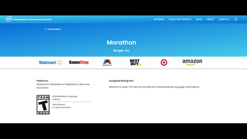 ESRB Rating for Marathon Revealed