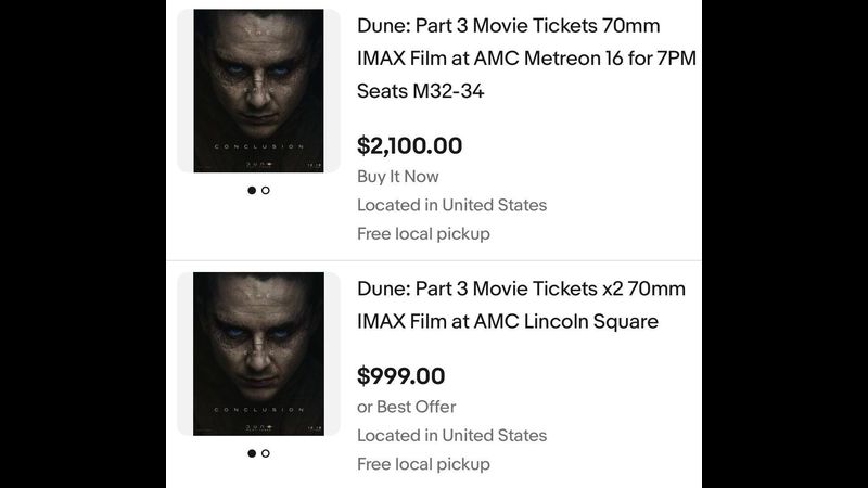 Dune 3 Tickets Reached $1000 on the Black Market