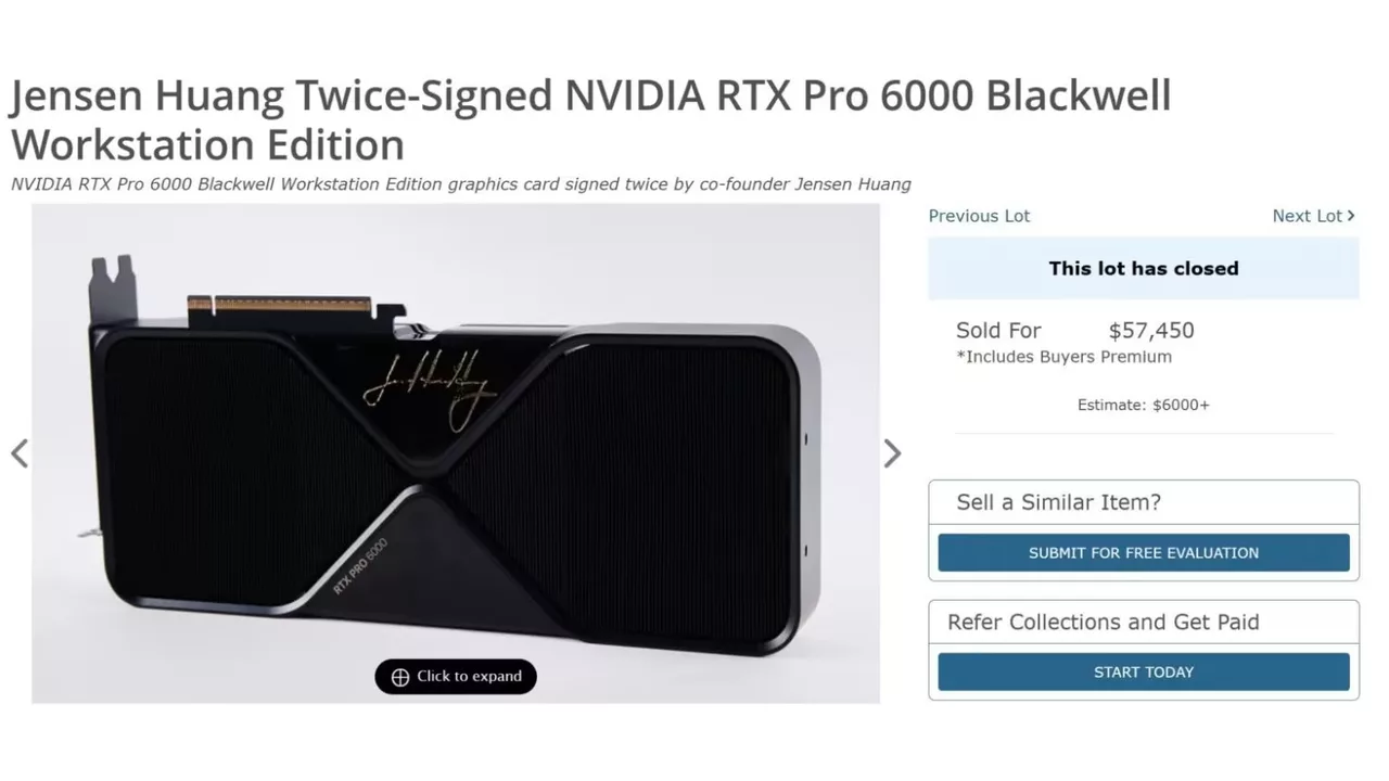 Jensen Huang's Signed RTX Pro 6000 Sold for a Record Price